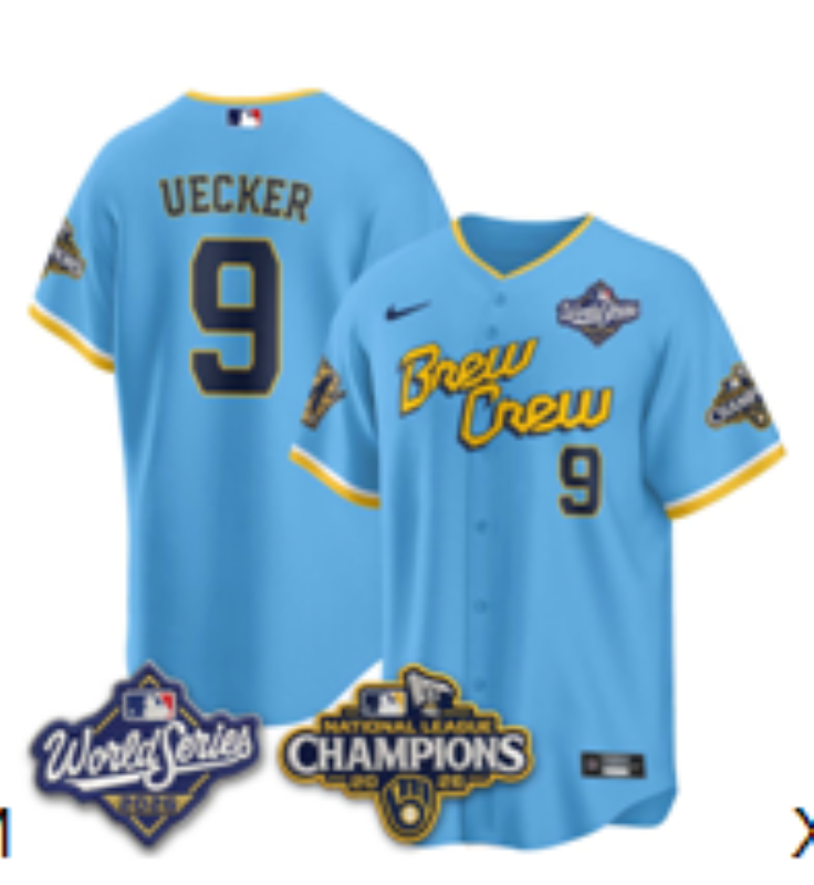 Women Milwaukee Brewers #9 Bauers Blue Nike 2026 World Series jersey 102104